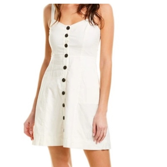 Madewell White Button-Front Mini Dress Pockets Size 2 - Picture 1 of 5